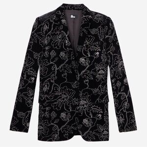 Floral Black Velvet Women's Blazer